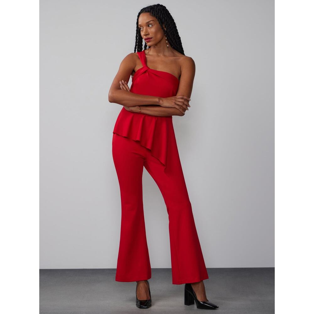 NEW YORK & COMPANY NWT Red Asymmetric Jumpsuit, Size Medium - Picture 2 of 16